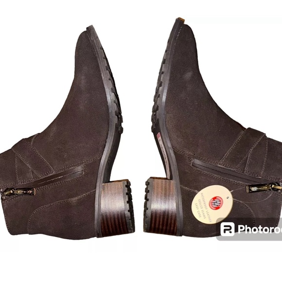 BLONDO Stacy Waterproof Ankle Boot 8.5 M Brown Suede Double Buckle B7314-205 NIB - Picture 8 of 12